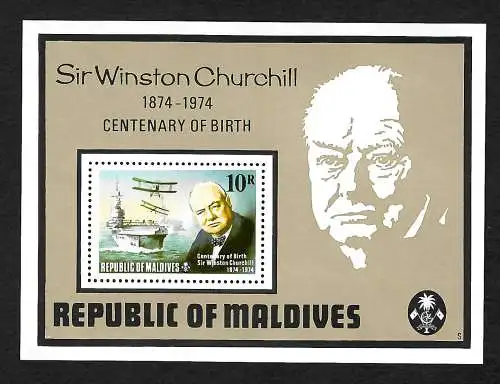 Malediven: Sir Winston Chrchill, Centenary of Birth, 1974, **