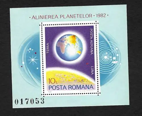 Rumänien: Alinierea Planetelor 1982, Erde und Mond, postfrisch