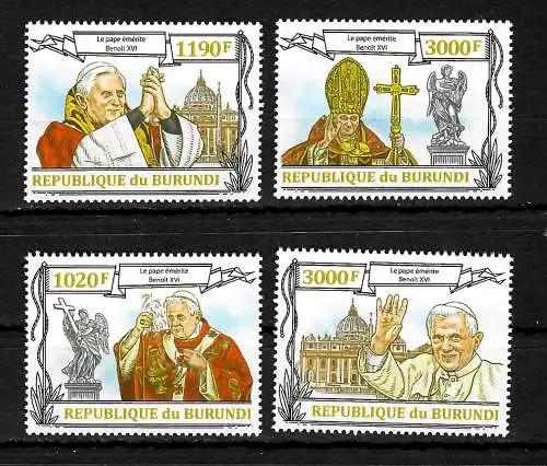 Burundi 2013: Le Pape émérite Benoit XVI, Benedikt XVI, postfrisch