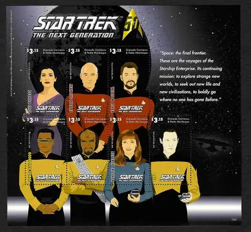 Grenada Carriacou&Petite Martinique 2016: Star Trek, the next Generation, mnh