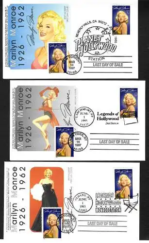 USA 1997: Planet Hollywood, Marilyn Monroe, Legends of Hollywood, 5x FDC