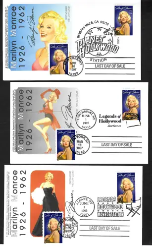 USA 1997: Planet Hollywood, Marilyn Monroe, Legends of Hollywood, 5x FDC