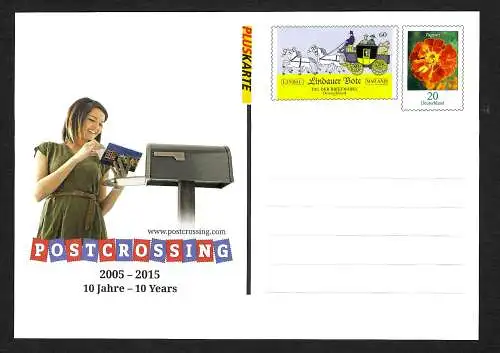 Bund: Pluskarte 2015: Postcrossing, Lindauer Bote, Ganzsache, **