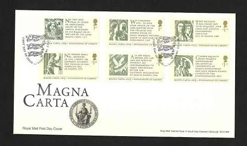 GB 2015: 800th Anniversary of Magna Carta, Foundation of Liberty, FDC