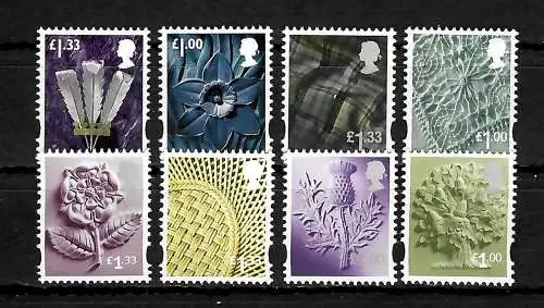 GB 2015: #38,39,118-122, England, Schottland, Nord Irland, Wales, mnh