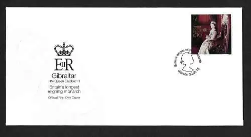 Gibraltar 2015: HM Queen Elizabaeth II, Gold-Overprint, FDC