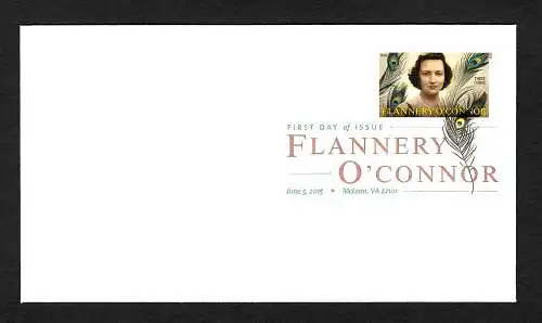 USA 2015: Flannery O' Connor, FDC, colored cancel