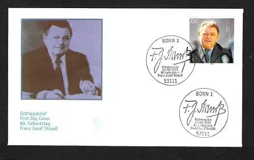 Bund 1995: 80. Geburtstag von Franz Josef Strauß, FDC