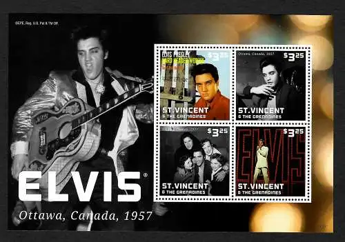 St. Vincent&Grenadinen: Elvis Presley: Ottawa Canada 1957, postfrisch