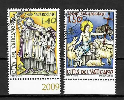 Vatikan 2010: Jahr des Priesters, #1671-72, gestempelt