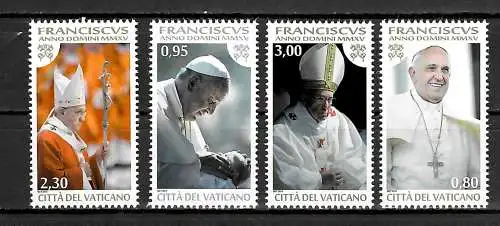 Vatikan 2015: Pontifikat von Papst Franciskus, 4 Briefmarken, postfrisch