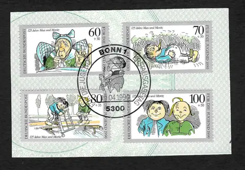 Bund: 150 Jahre Max und Moritz, Sonderstempel Erstausgabe, #1455-58