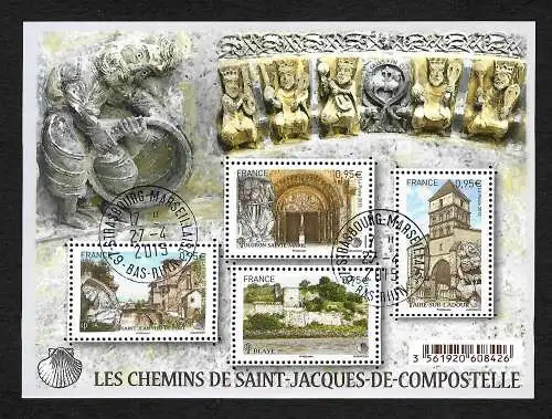 Frankreich 2015: Les Chemins de Saint-Jacques-de-Compostelle, gestempelt