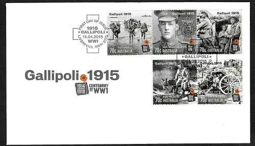 Australien 2015: 100 Jahre Gallipoli, WWI, FDC