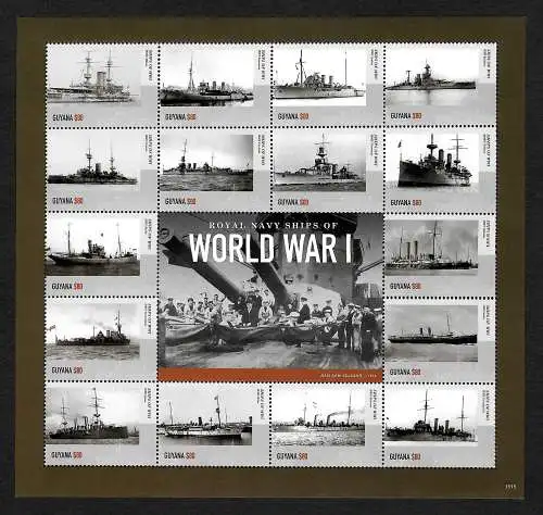 Guyana 2015: Royal Navy Ships of World War I, Block mnh