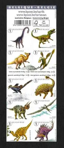 Belgien 2015: Dinosaurier Torvosaurus, Olorotitan, Deinonychus, Giraffatitan, **