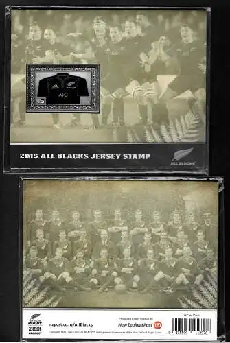 Neuseeland 2015: All Blacks Jersey Stamp, Rugby WM T-Shirt aus Baumwoll Stoff