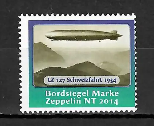 Bund 2014: Bordsiegelmarke LZ 127 Schweizfahrt 1934, Zeppelin NT, postfrisch