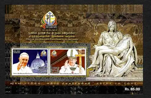 Sri Lanka 2015: Papst Frannziskus, Pope Francis, mnh