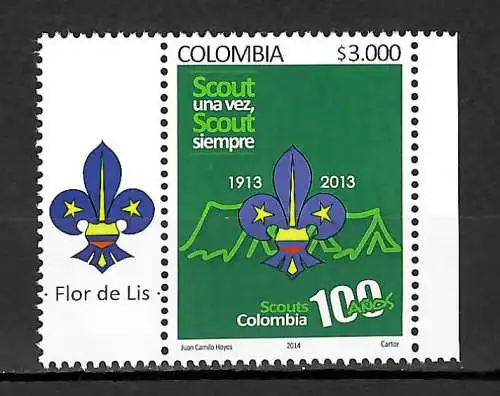 Kolumbien 2014: 100 Jahre Pfadfinder, Scouts Colombia, mnh