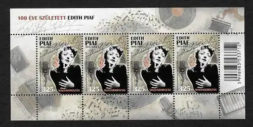 Ungarn 2015: Edith Piaf, Block postfrisch