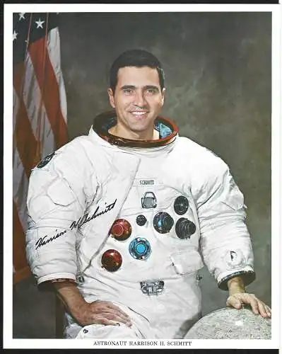 Gedenkblatt: Apollo 17: Astronaut Harrison H. Schmitt, autopene Unterschrift