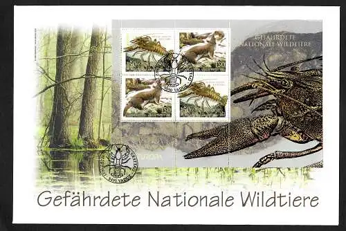 Liechtenstein 2021: Europa: Gefährdete nationale Wildtiere, Block FDC