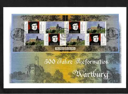 Bund 2017: 500 Jahre Reformation Wartburg, FDC