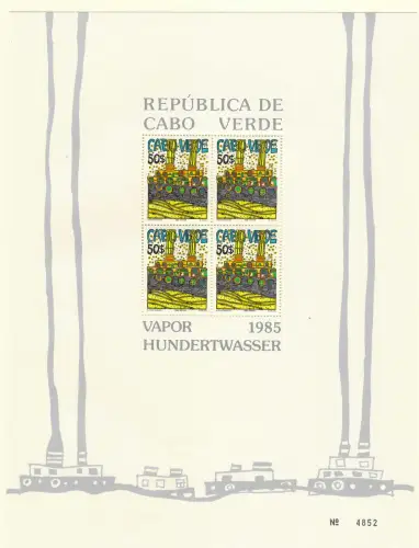 Cap Verde 1985: Schifffahrt, 3x Blocks #7-9, mnh - Hundertwasser, **