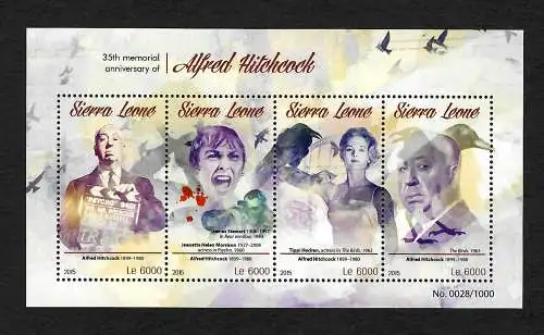 Sierra Leone 2015: Alfred Hitschcock, 35th memorial anniversary, mnh