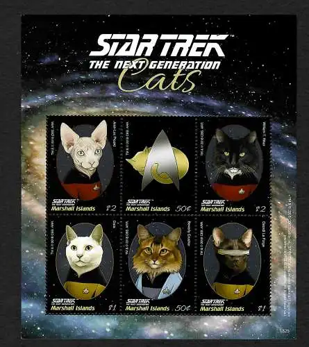 Marshall-Inseln 2018: Star Trek, The next Generation: Cats, Block mnh