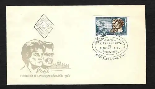 Ungarn 1965: Weltraum Walentina Tereschkowa besucht Ungarn, FDC