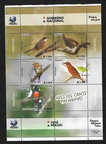 Paraguay 2018: Aves del Chaco Paraguayo, Vögel, postfrisch