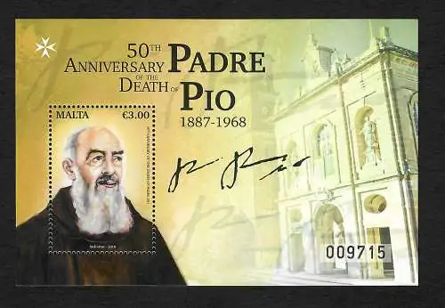 Malta 2018: 50th Anniversary of the Death of Padre Pio, postfrisch, mnh