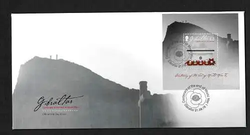 Gibraltar 2018: Das Ende des I. Weltkrieges, Centenary of the end of WWI, FDC