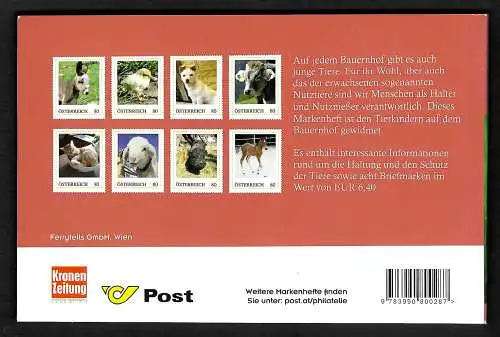 Österreich 2018: Tierkinder, Briefmarkenheft postfrisch