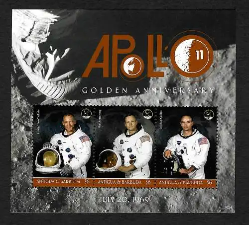 Antigua&Barbuda 2018: Apollo 11: Golden Anniversary 1969, Astronauten, mnh