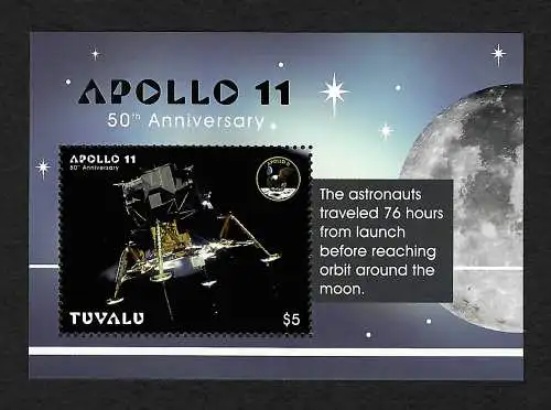 Tuvalu: Apollo 11: 50th Anniversary 1969,  mnh