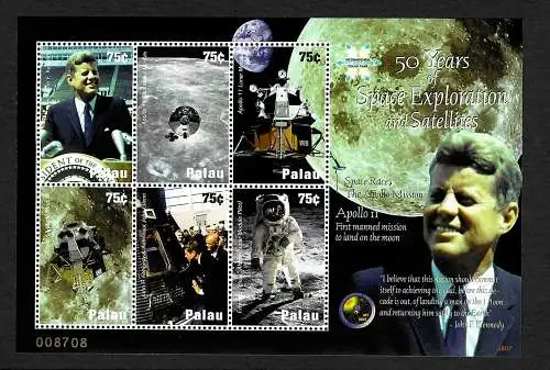 Palau: Apollo 11, 50th Anniversary, John F. Kennedy, Block, ** mnh