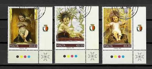 Malta 2018: Weihnachten, 3 Briefmarken, gestempelt