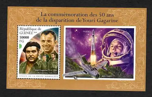 Guinea 2018: 50. Todestag von Youri Gagarine, Block,  mnh postfrisch