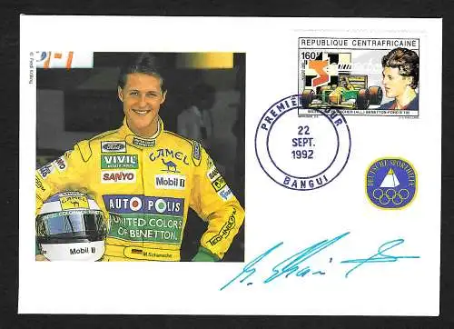 Zentralafrika 1992: Deutsche Sporthilfe - Michael Schumacher, FDC