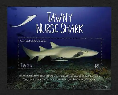 Tuvalu: Tawny Nurse Shark, Hai, Block postfrisch