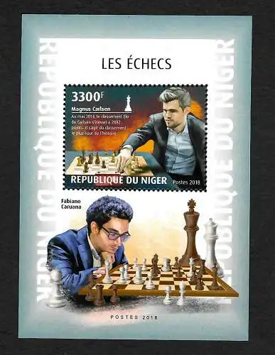 Niger 2018: Les Échecs, Schach, Magnus Carlsen, Fabiano Caruana, postfrisch