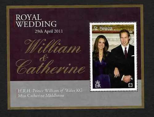 St. Helena 2011: Royal Wedding William & Catherine, Block mnh, **