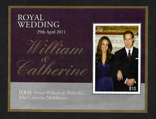 Fiji 2011: Royal Wedding William & Catherine, Block mnh, **