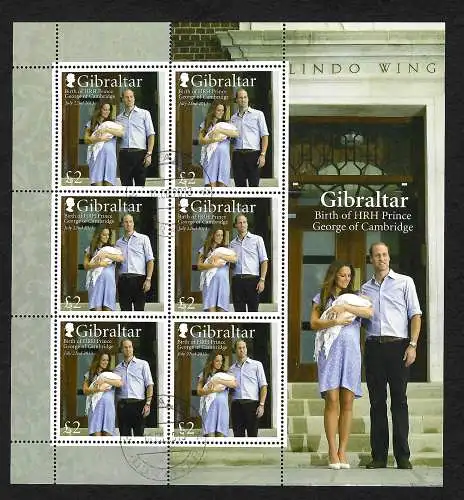 Gibraltar 2013: Birth of HRH Prince George of Campbridge, Block mnh, **