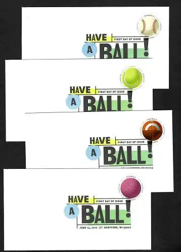 USA 2017: Bälle - balls, Hartford, WI, 8x colored cancel - FDC