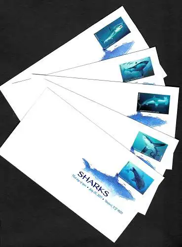 USA 2017: Haie, sharks, Newport, KY, 8x colored cancel - FDC