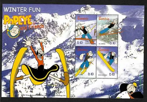 Gambia 2002: Popeye and friends with Winter Fun, postfrisch, ** mnh